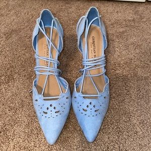 Light Blue Lace Up Heels